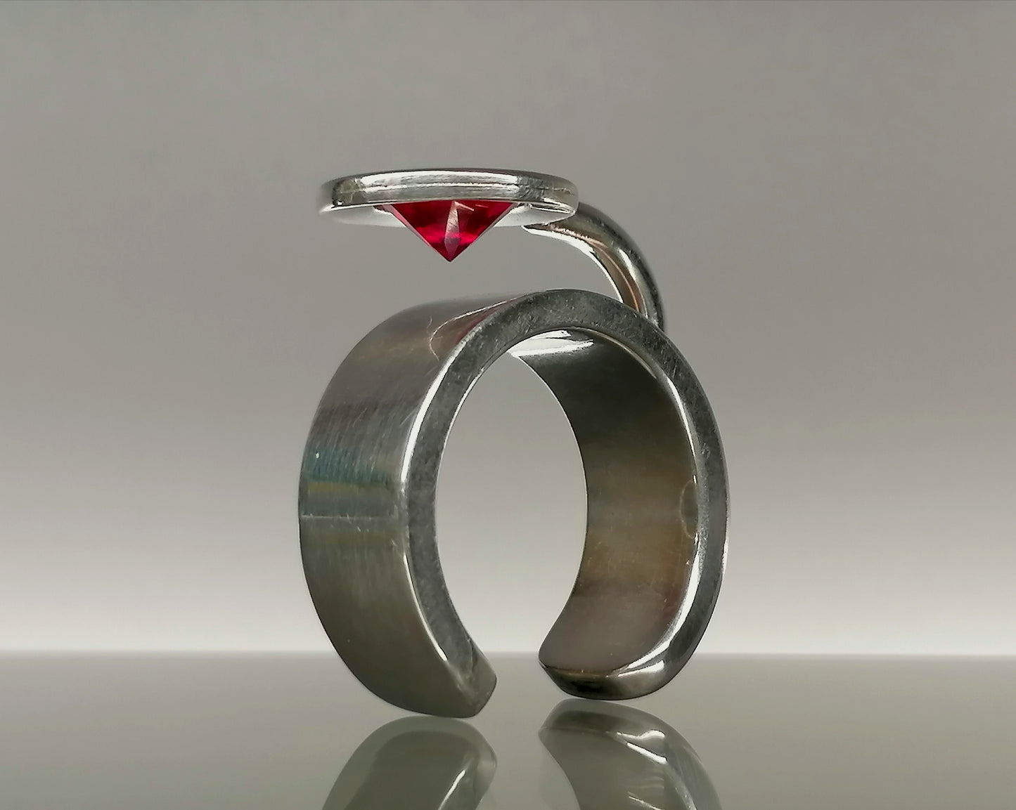 Futuristic ruby ring