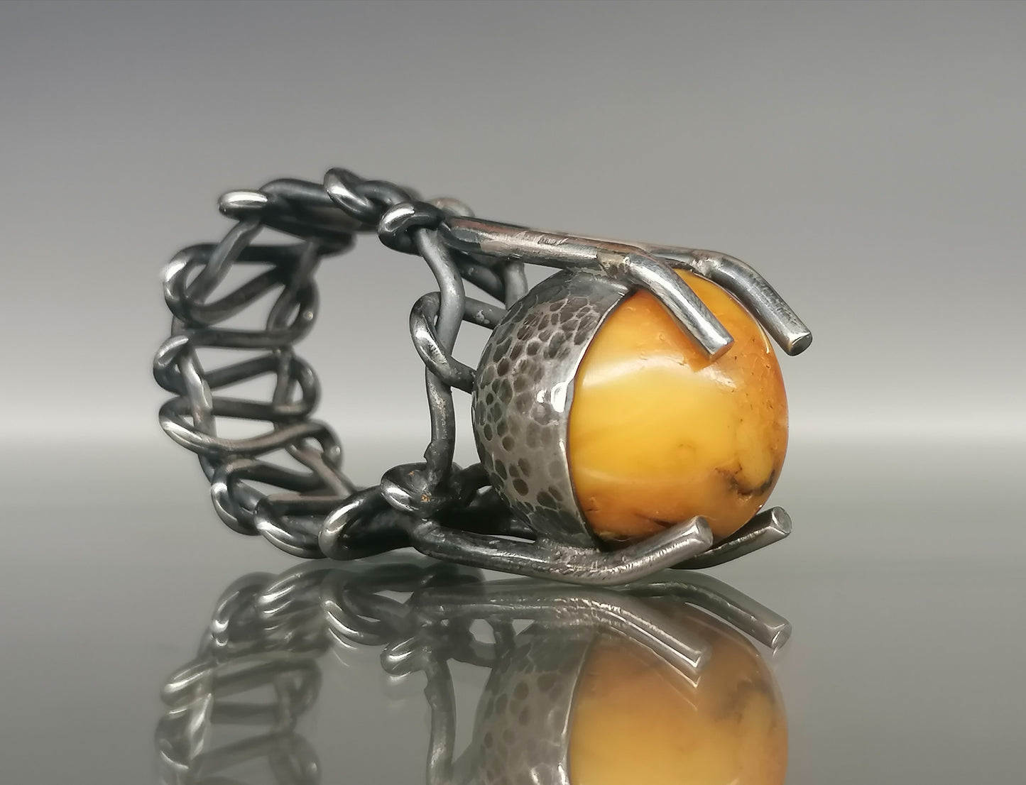 Unique ring with amber