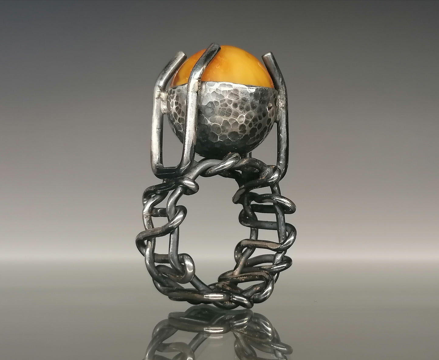 Unique ring with amber