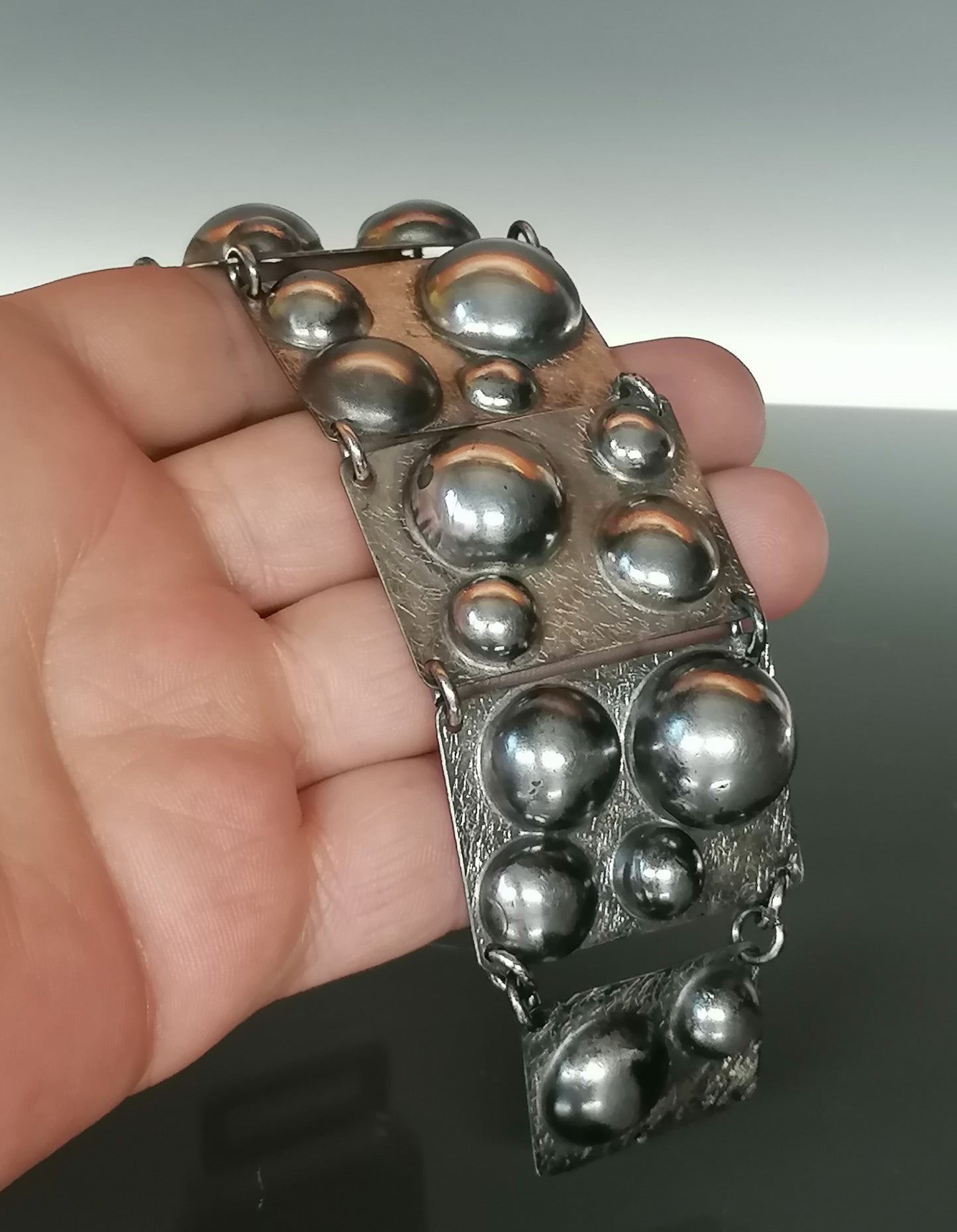 Unique large silver bracelet