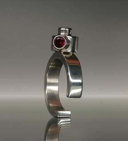 Silver futuristic ring