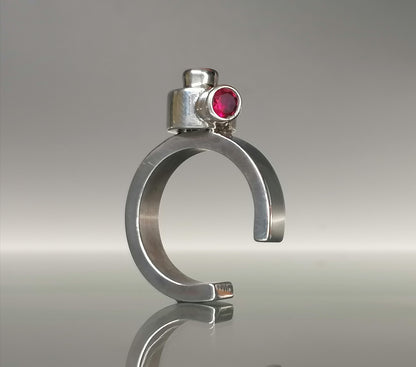 Silver futuristic ring