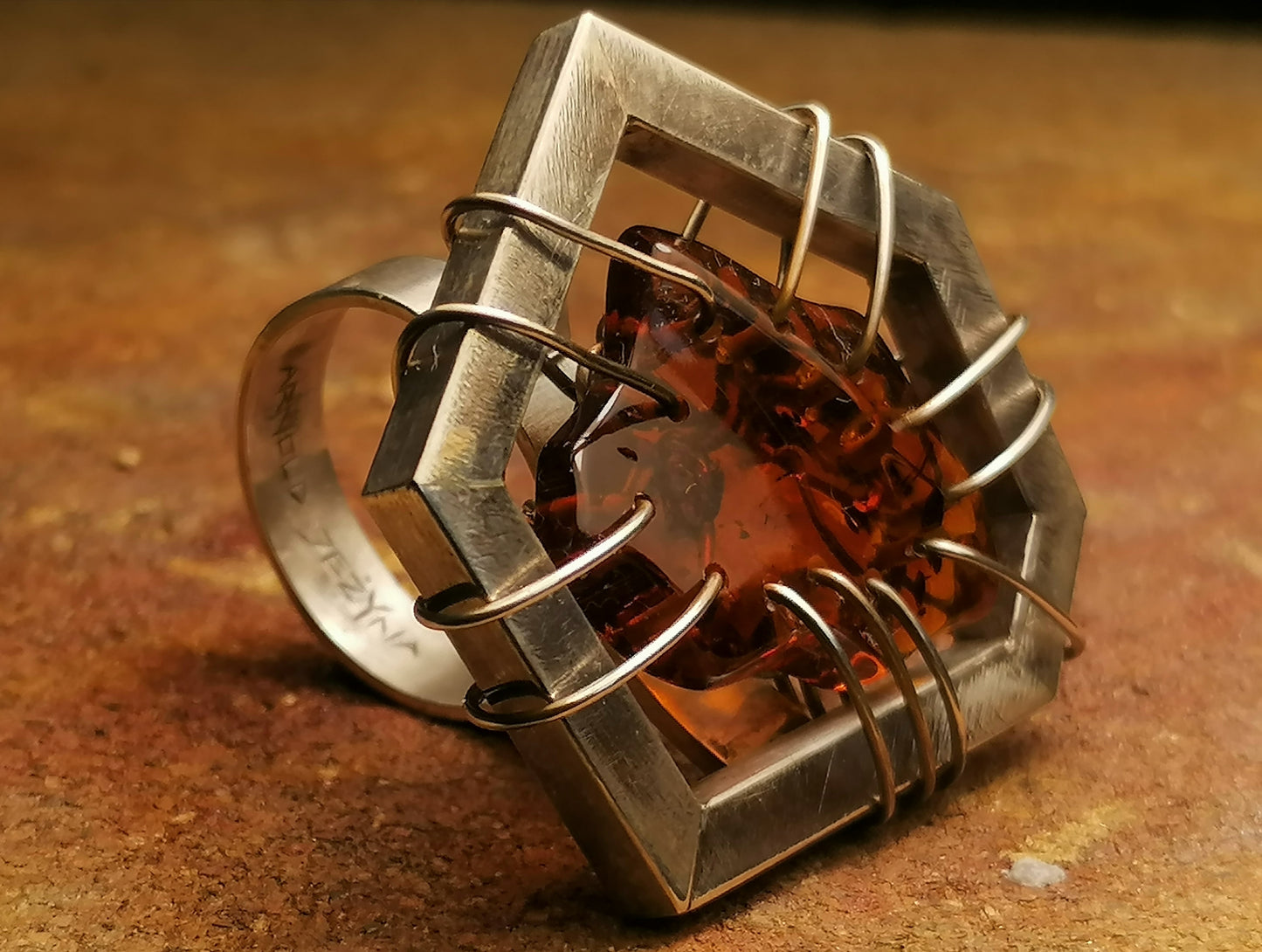 Innovative amber ring