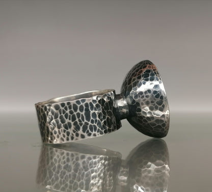 Hammered silver ring. 