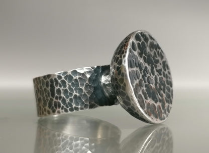 Hammered silver ring. 