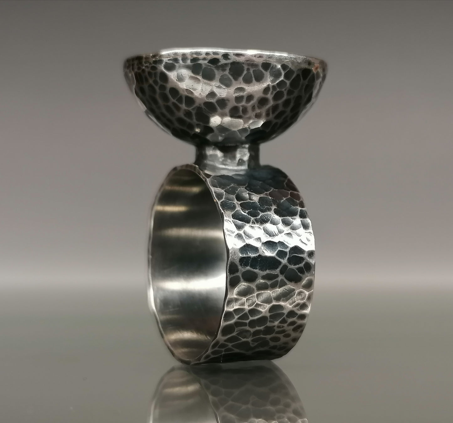 Hammered silver ring. 