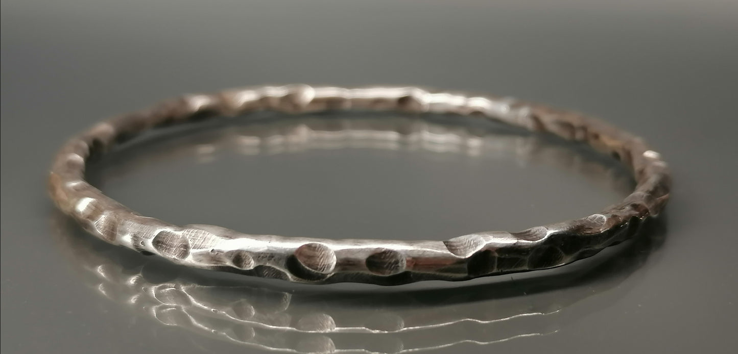 Forged silver hoop bracelet 