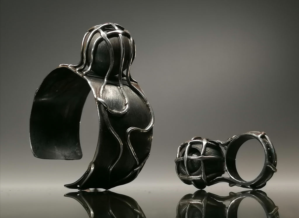 Komplet srebro / bransoleta pierścionek