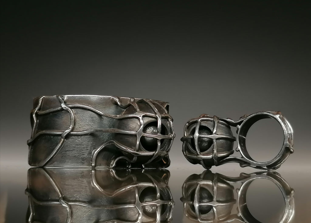 Komplet srebro / bransoleta pierścionek