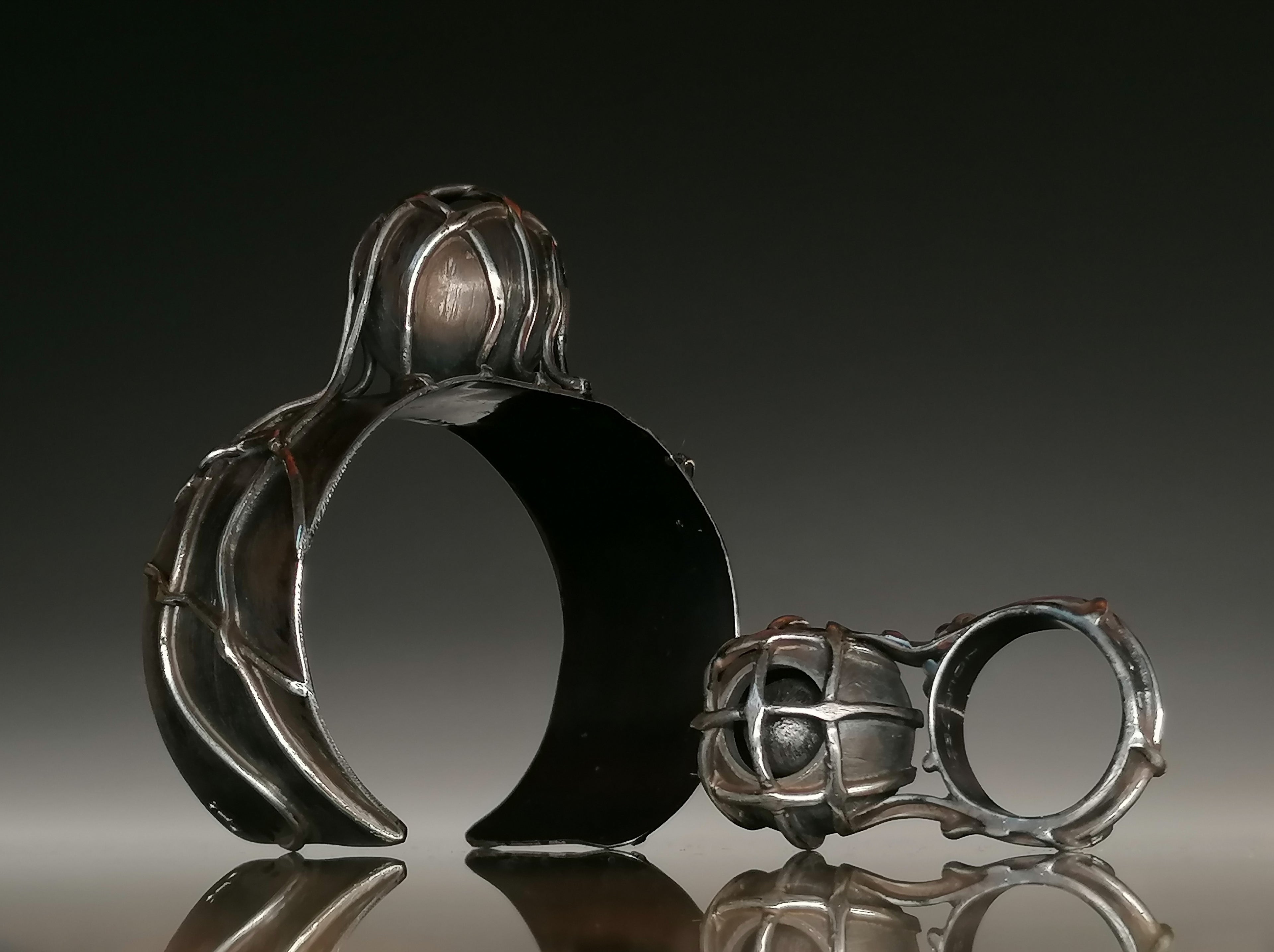 Komplet srebro / bransoleta pierścionek