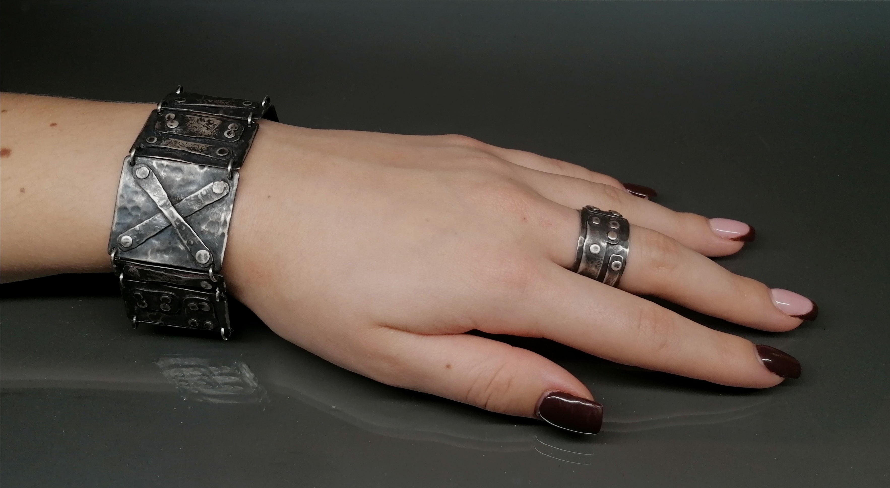 Komplet srebro / bransoletka pierścionek