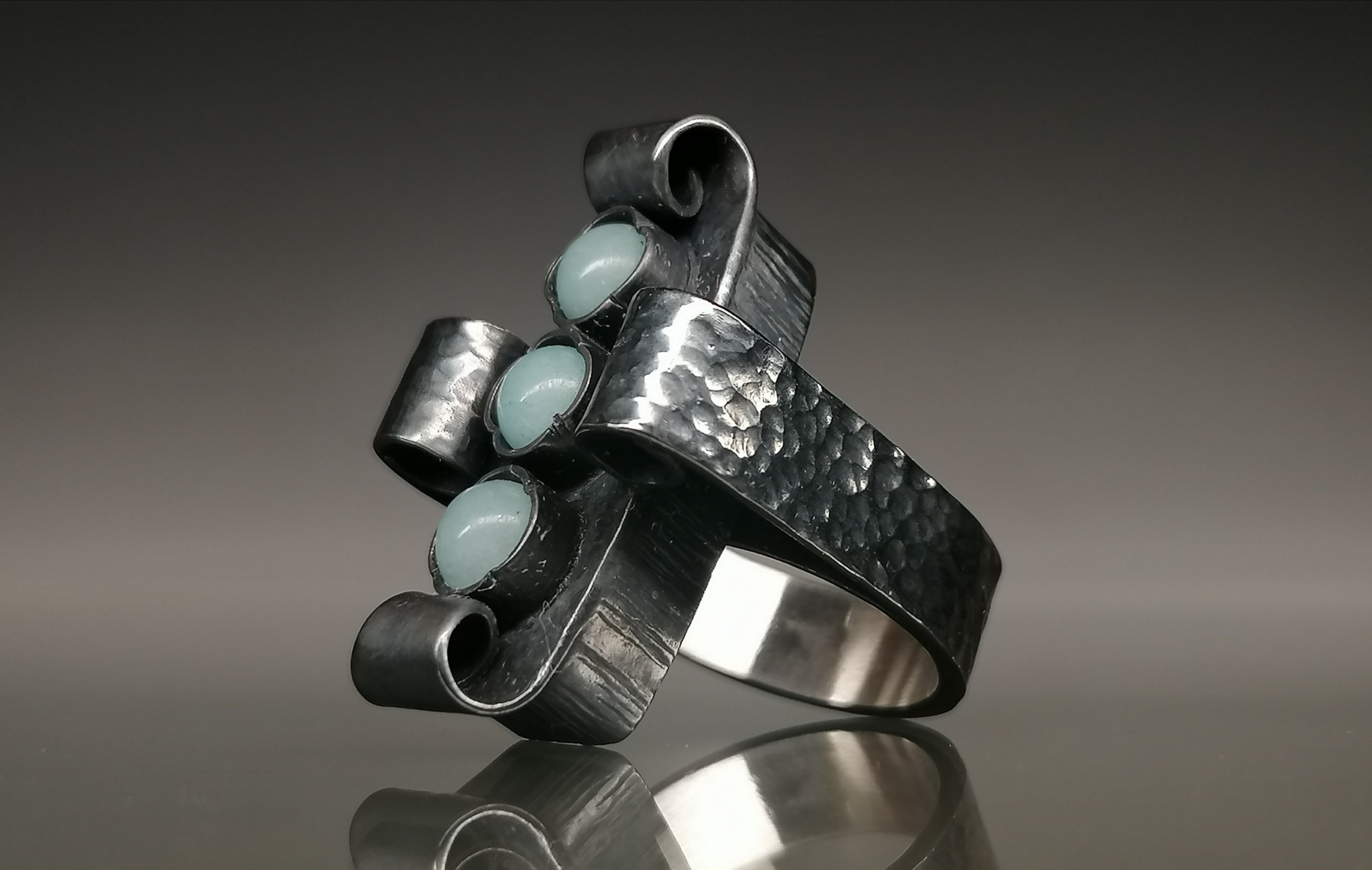 Pierścień srebro / jaspisy " BARON"