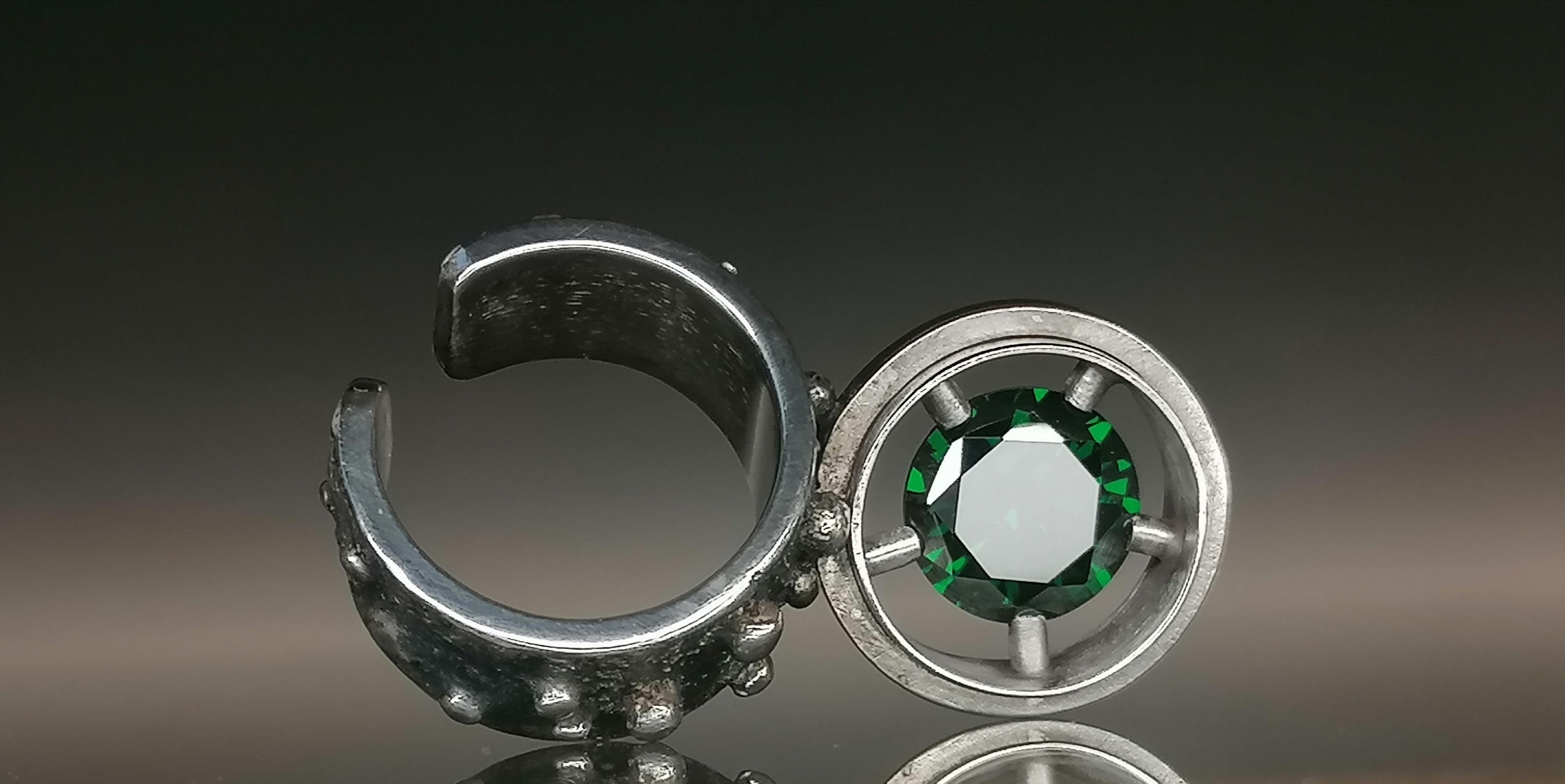 Pierścień srebro / cyrkonia- szmaragd " PRZYBYSZ"