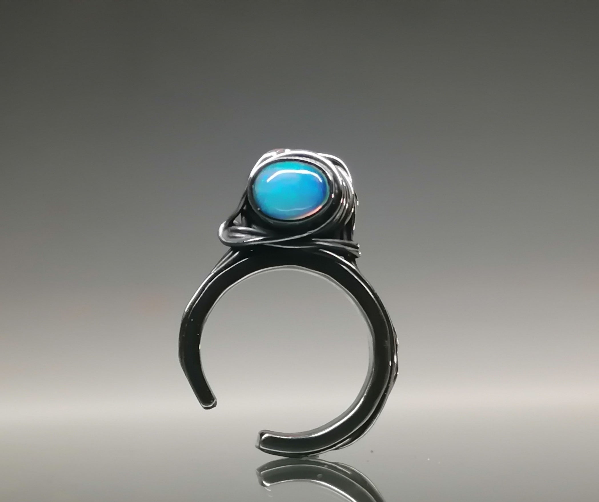 Pierścień srebro / opale