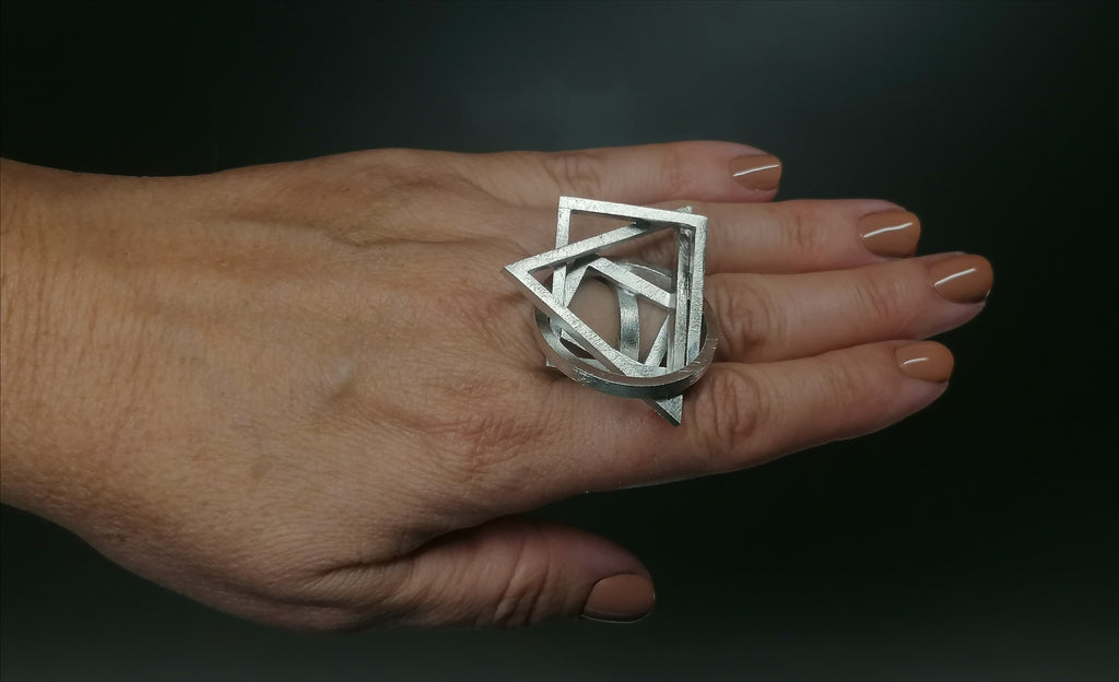Pierścień geometryczny / srebro