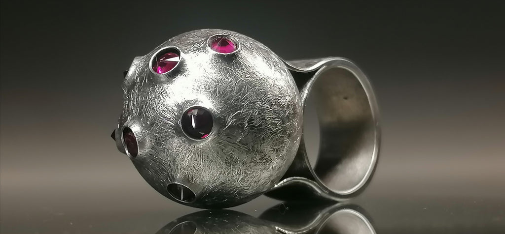 Pierścień srebro / kula