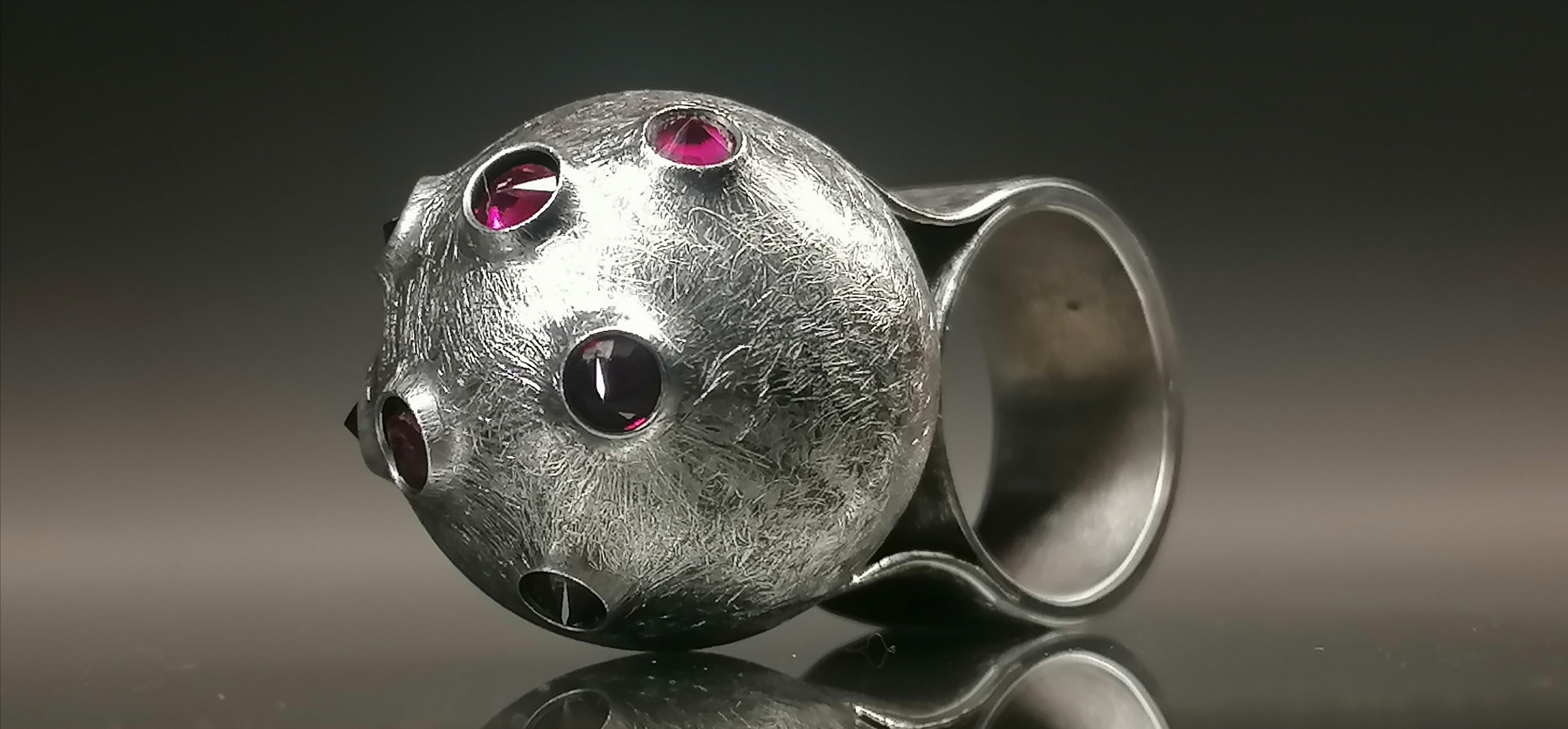 Pierścień srebro / kula