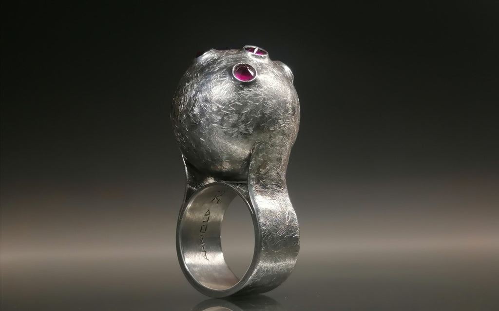 Pierścień srebro / kula