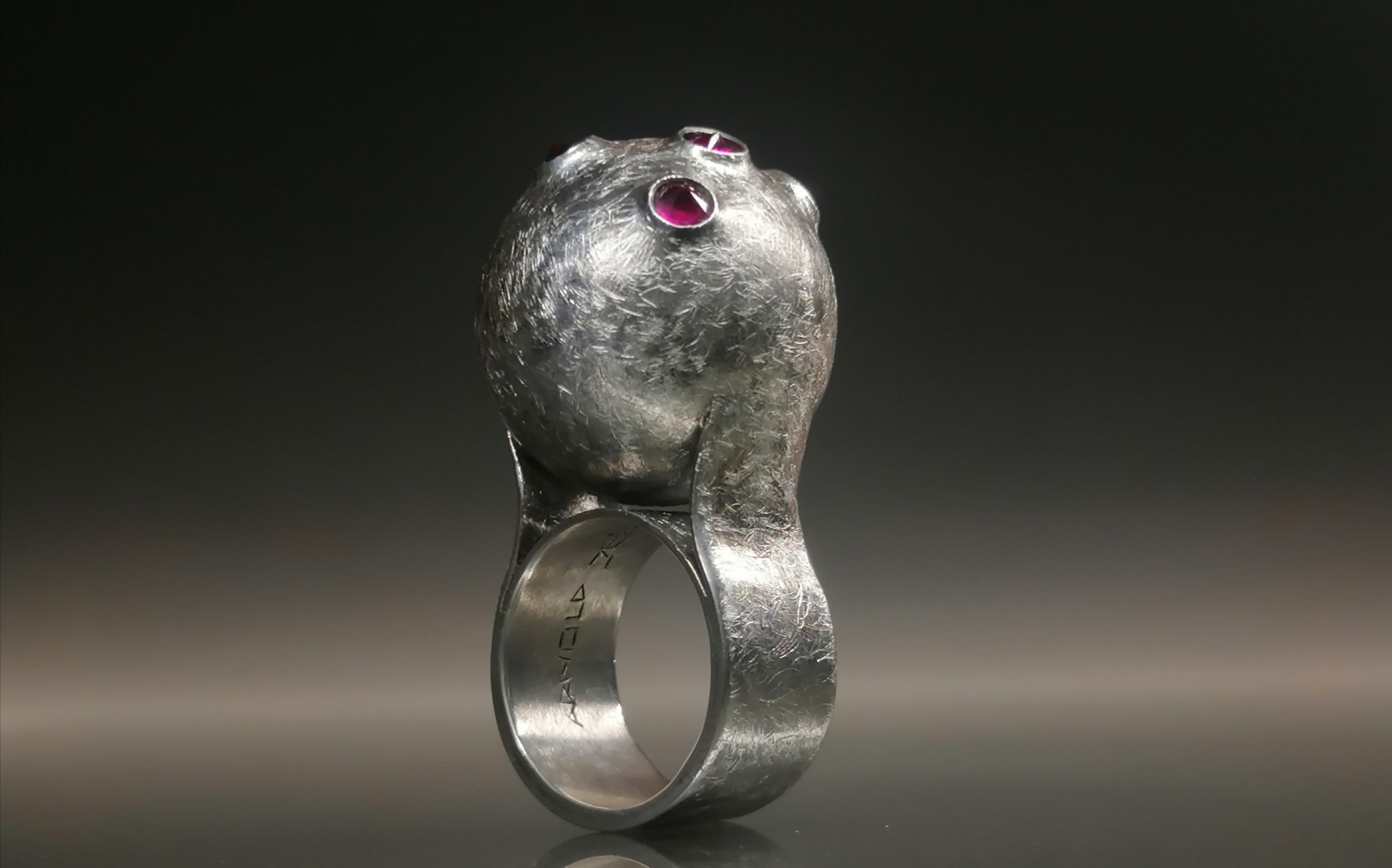 Pierścień srebro / kula