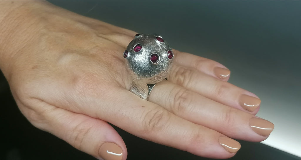 Pierścień srebro / kula