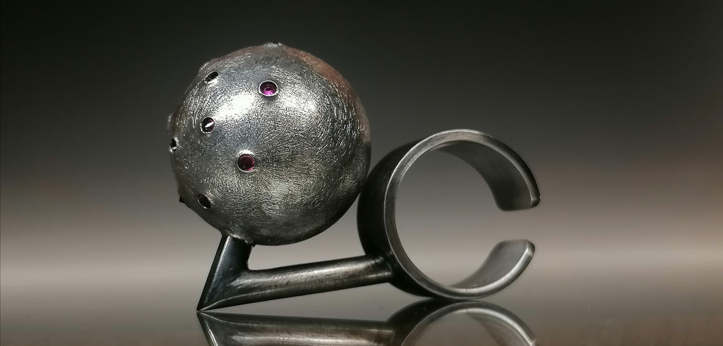 Pierścień srebro / kula