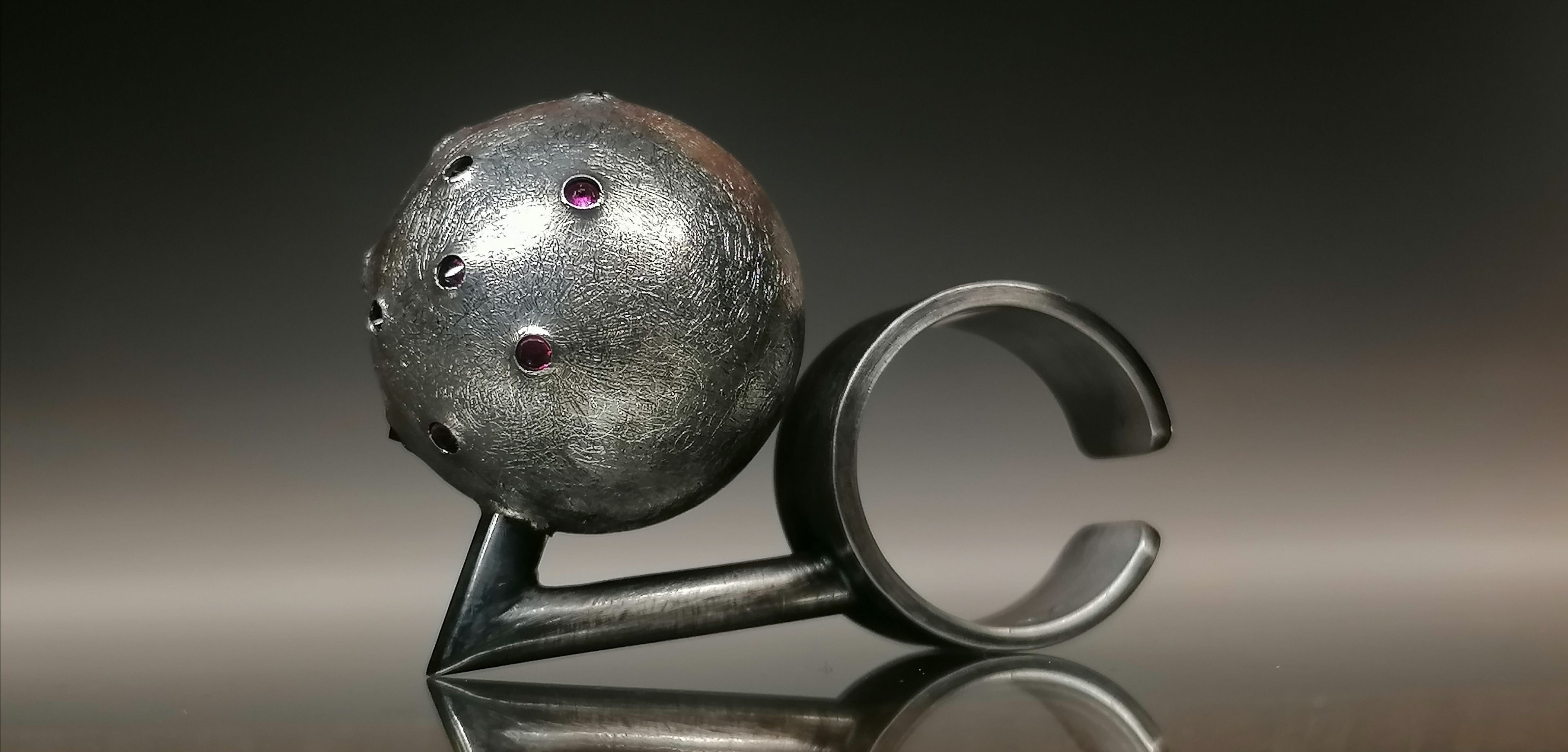 Pierścień srebro / kula