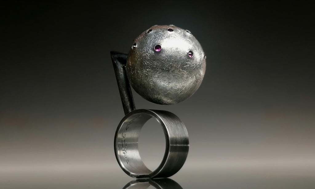 Pierścień srebro / kula