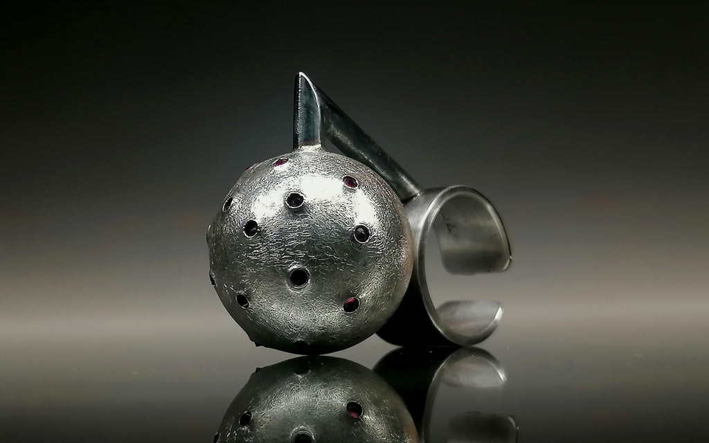 Pierścień srebro / kula