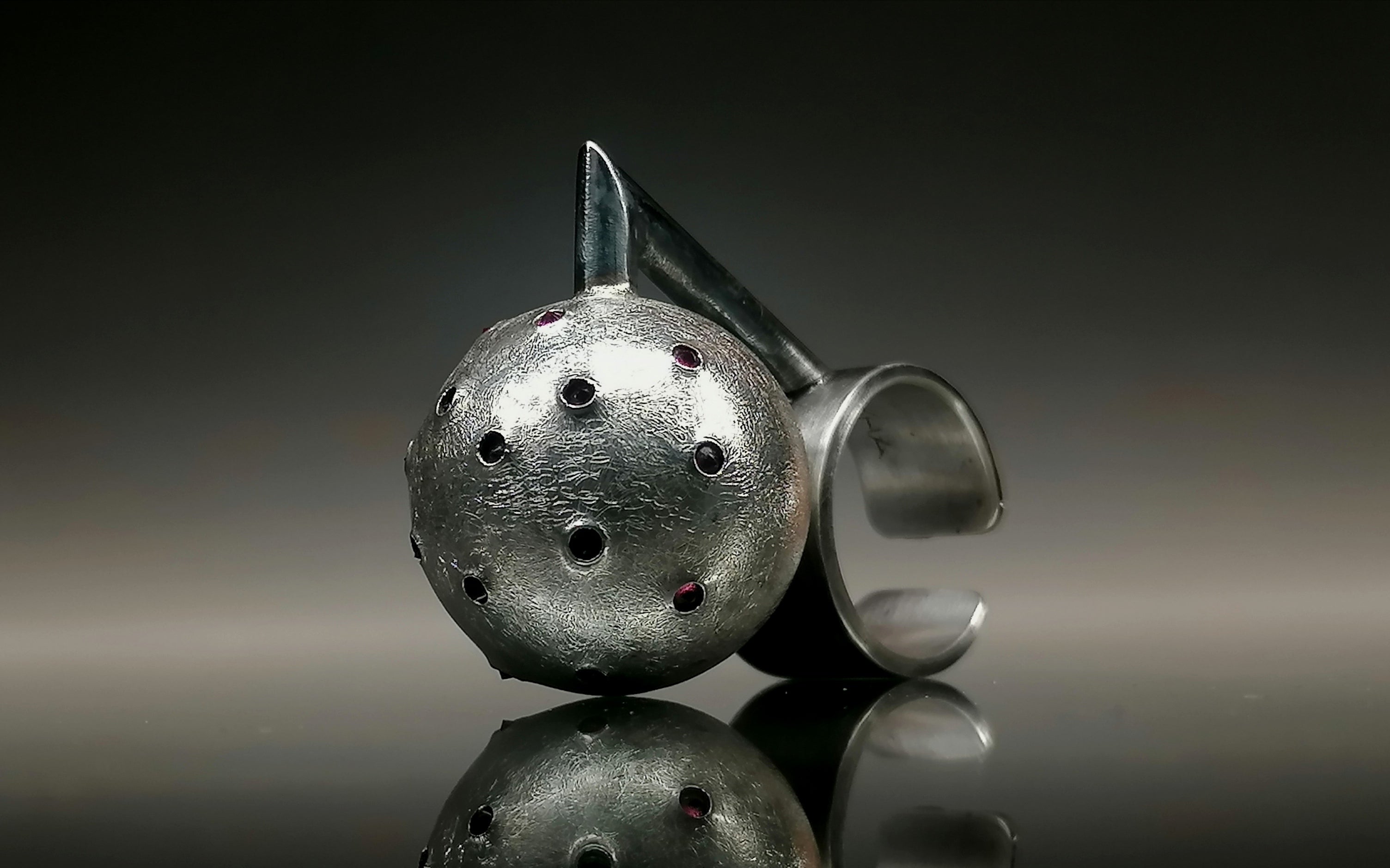 Pierścień srebro / kula