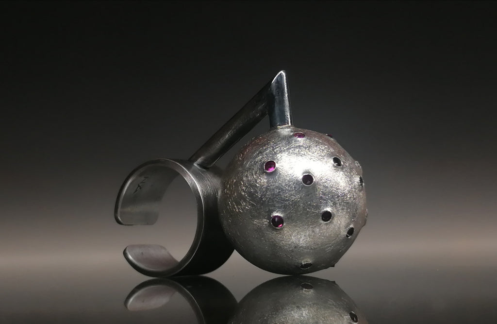 Pierścień srebro / kula