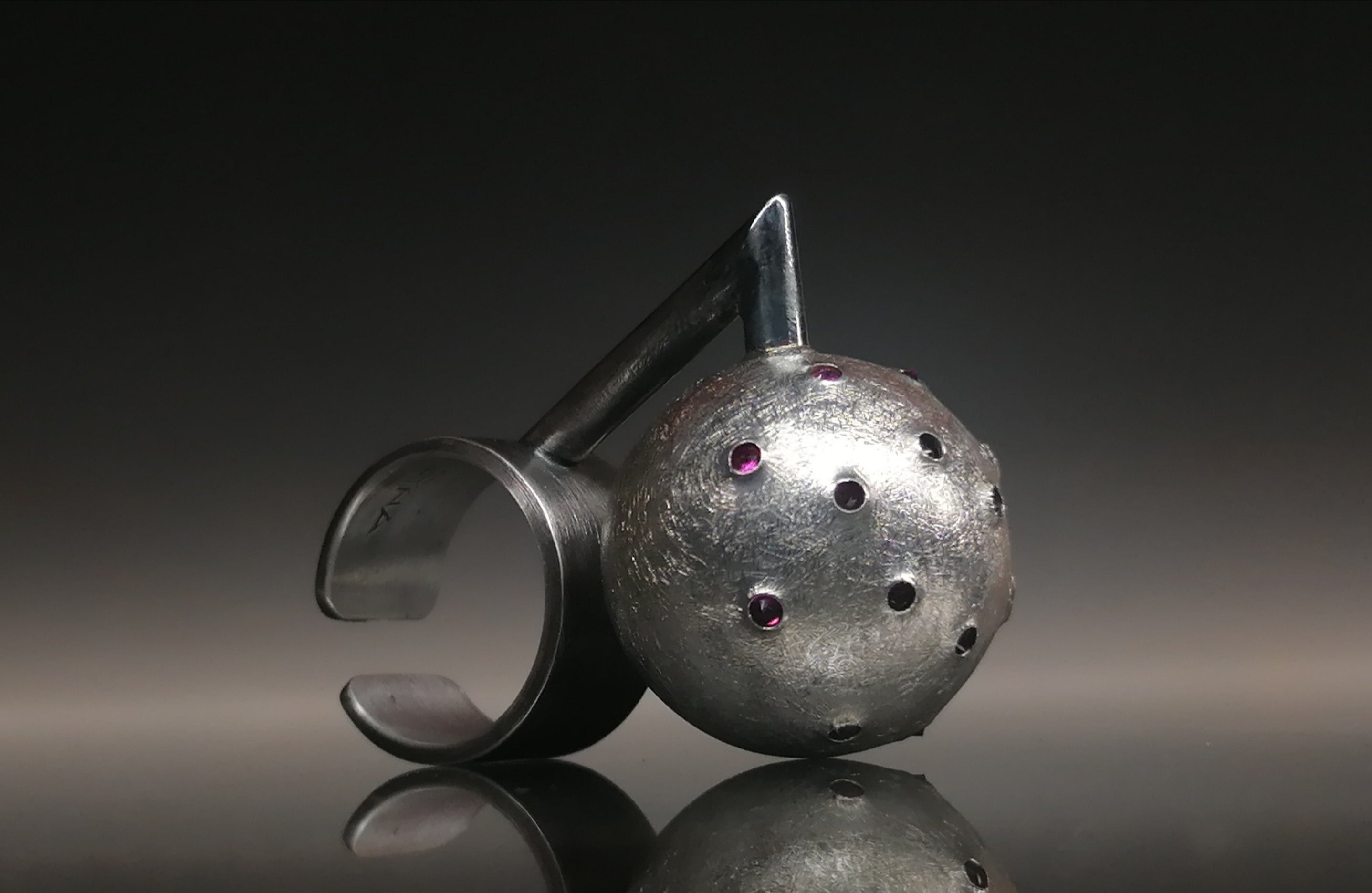 Pierścień srebro / kula