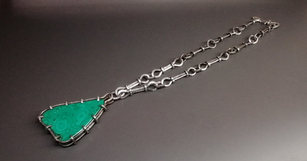Naszyjnik / srebro- malachit