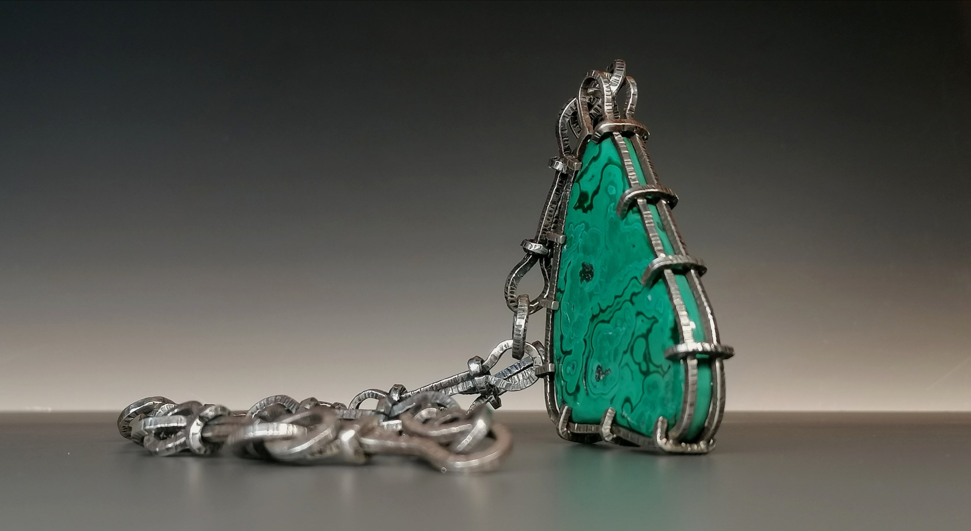 Naszyjnik / srebro- malachit