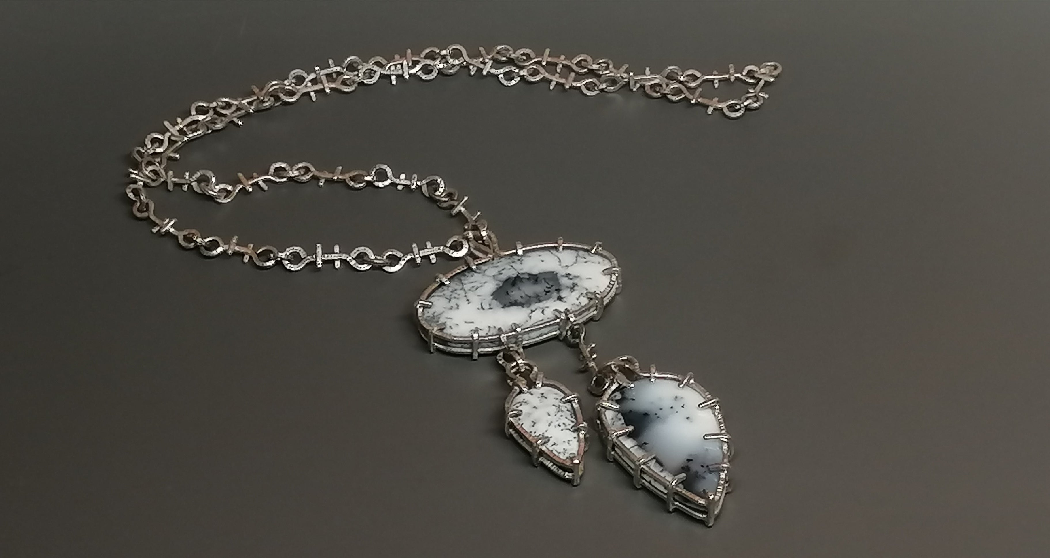 Naszyjnik / srebro - Agat Dendrytowy