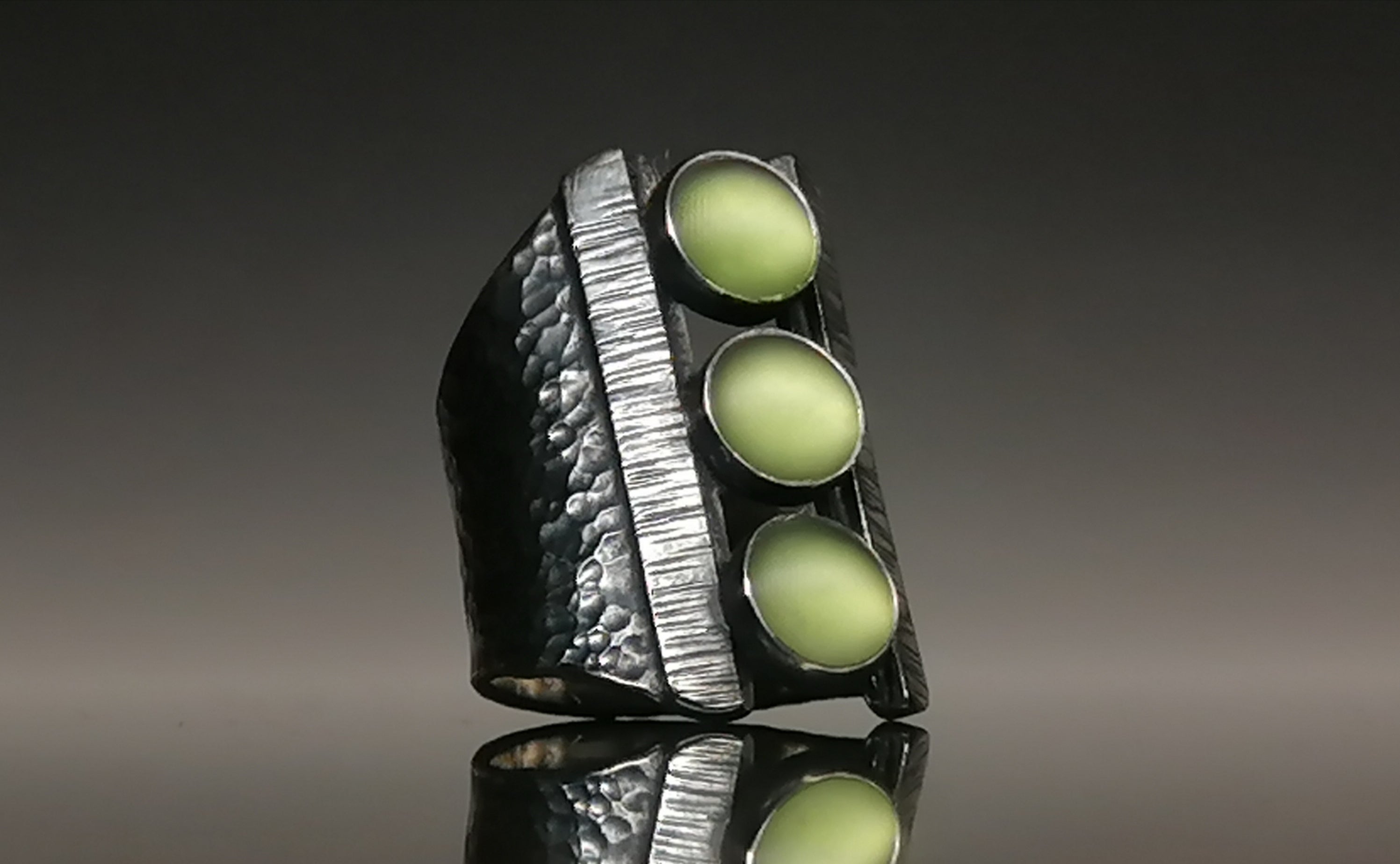 Pierścień / srebro-szkło mrożone