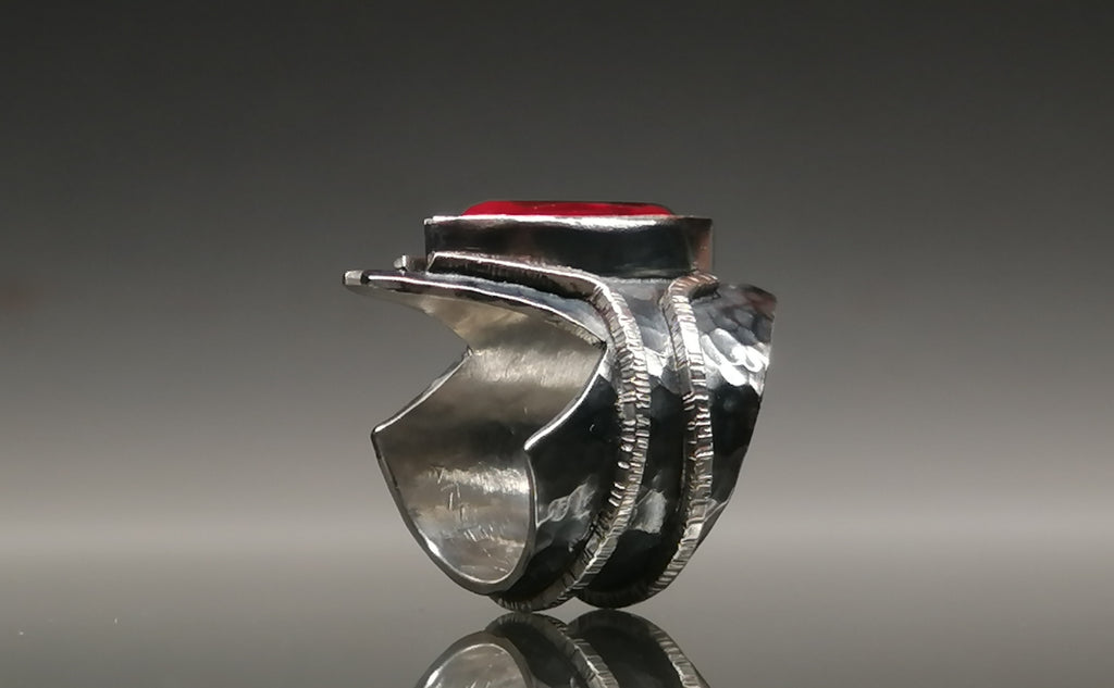 Pierścień / srebro-rubin "LORD"