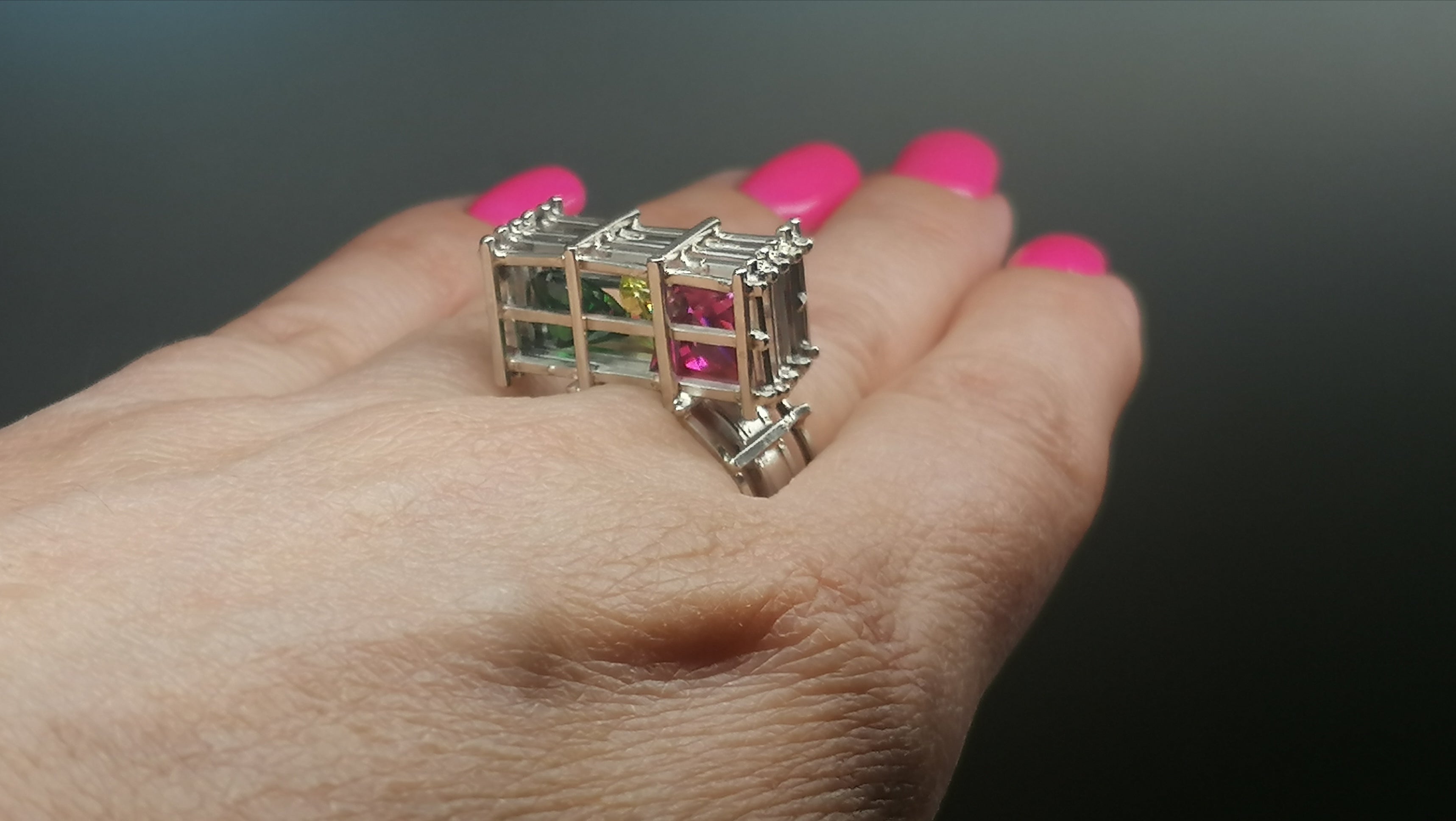 Pierścień / srebro -cyrkonie kolorowe