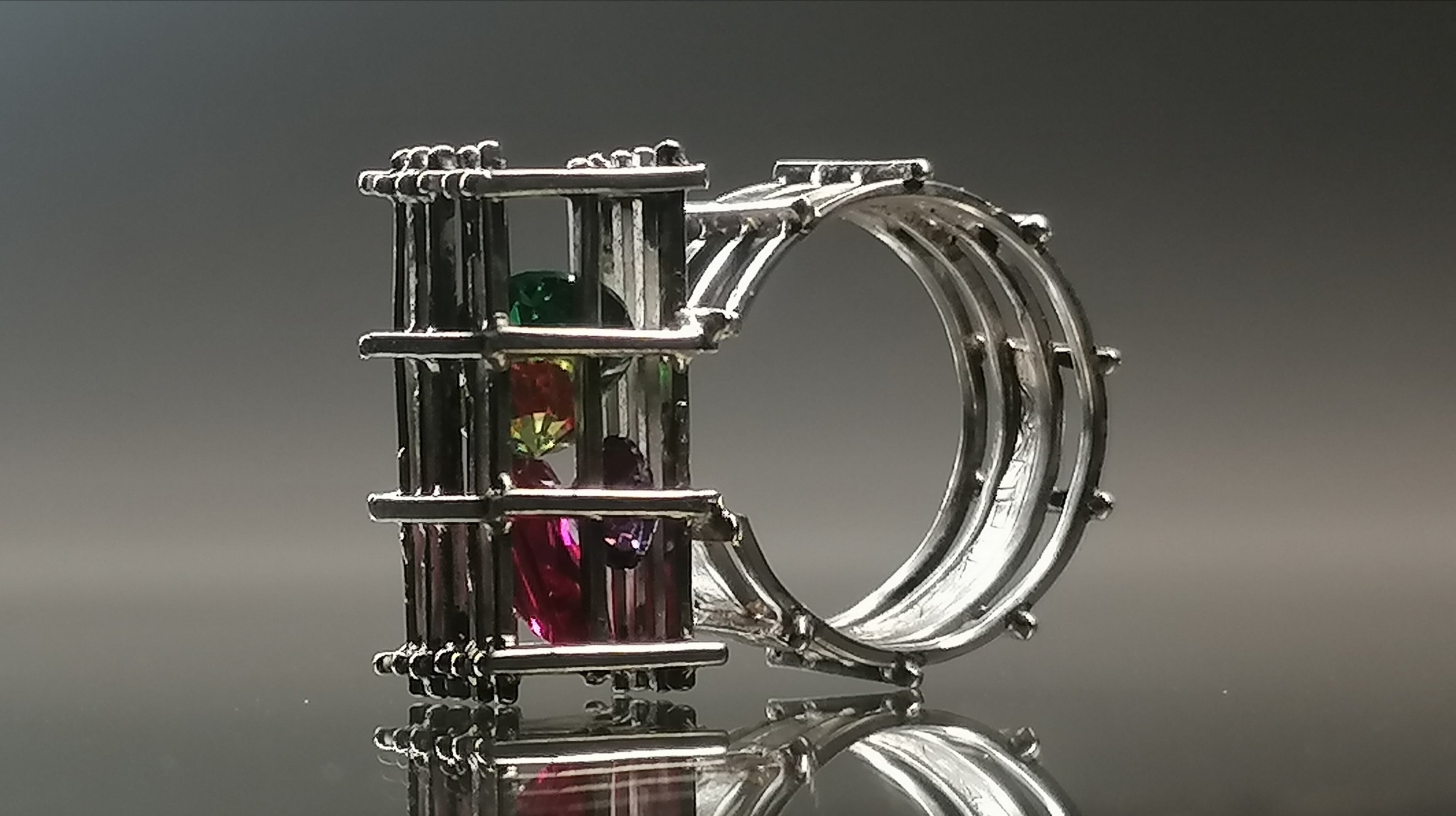 Pierścień / srebro -cyrkonie kolorowe