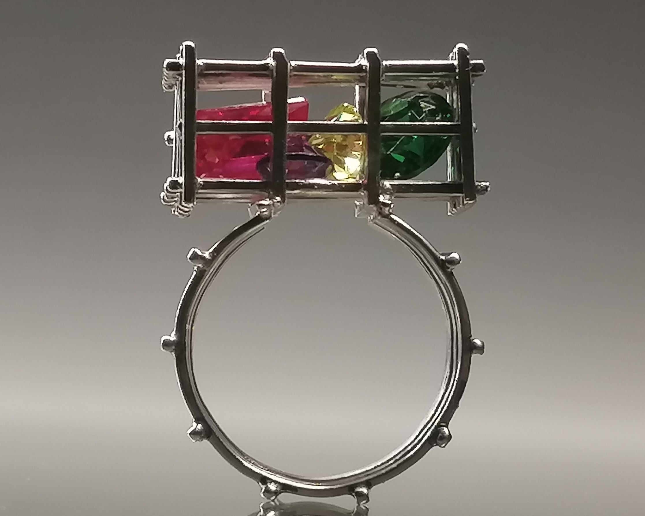 Pierścień / srebro -cyrkonie kolorowe